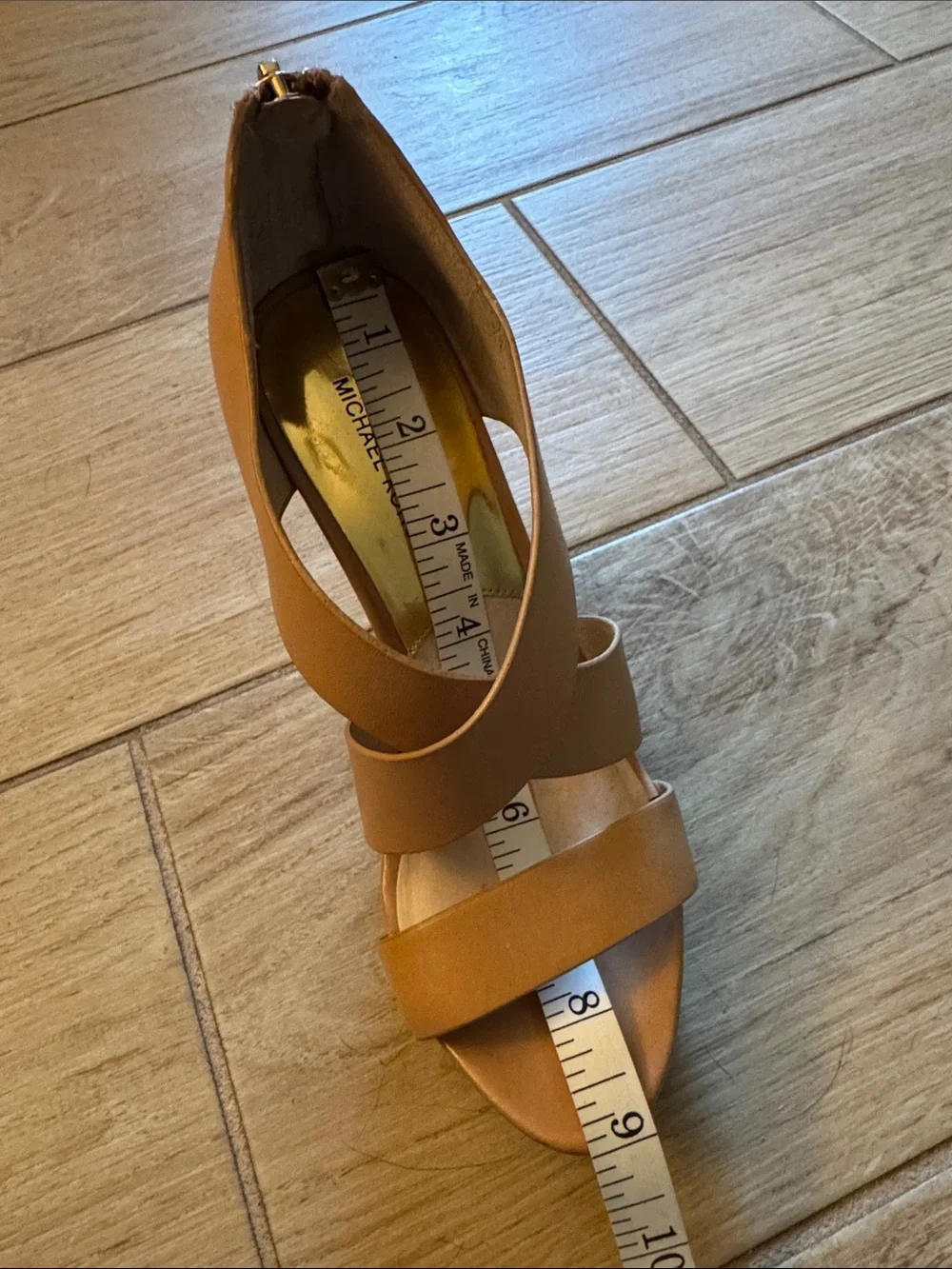 Michael Kors Neutral Leather Crossover Strap High Heels